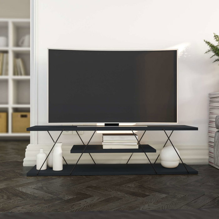 Hanah Home Soporte TV Canaz v2 Anthracite Gris, Tablero Partículas Melamina Metal, 120x33x33cm